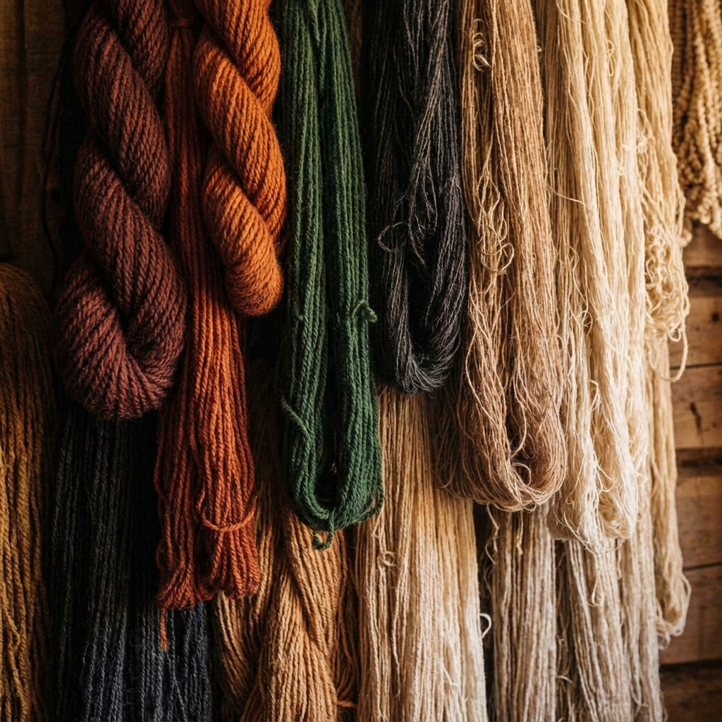 Eastern Mills premium natural fibers - wool, silk, and natural yarn skeins